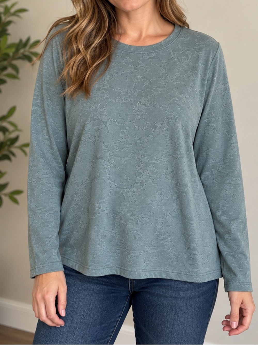 Simply Vera Vera Wang Textured Long-Sleeve Crewneck Top
